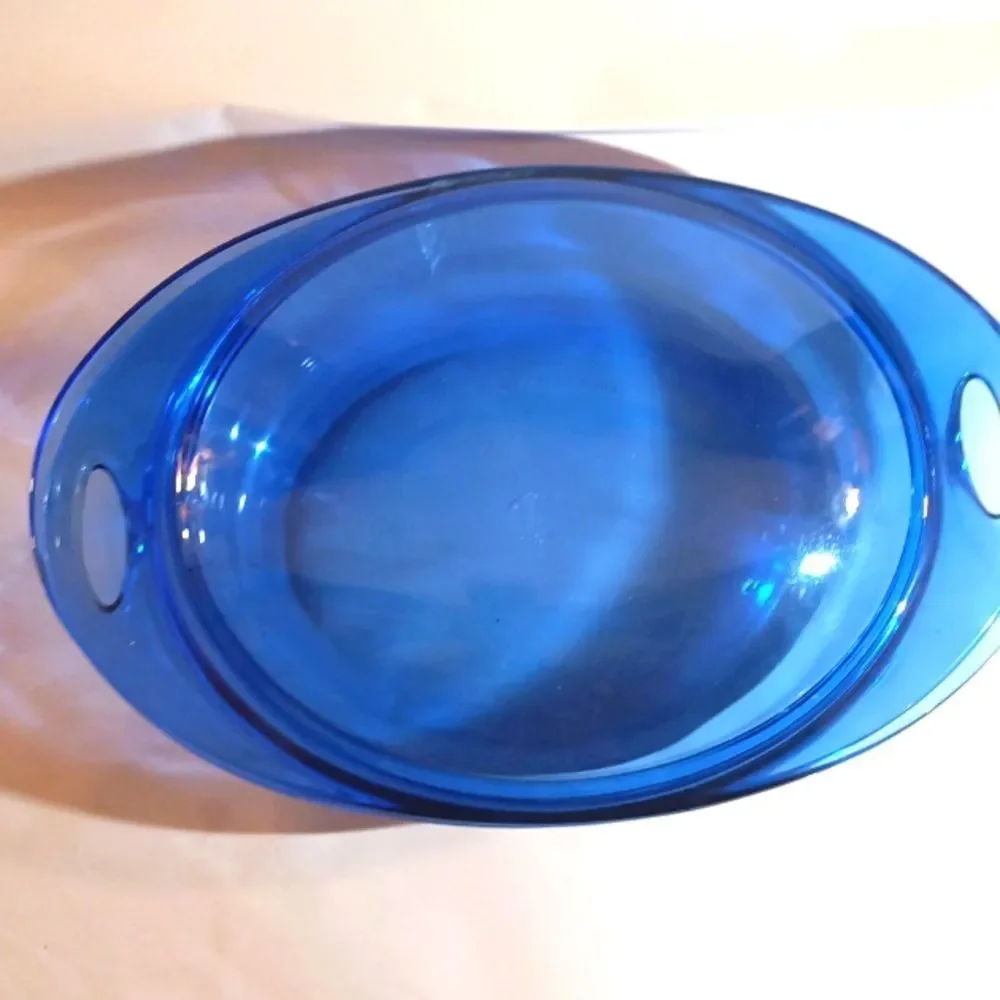 Vintage Anchor Hocking Cobalt Blue 2 QT Glass  Covered Casserole Baking …